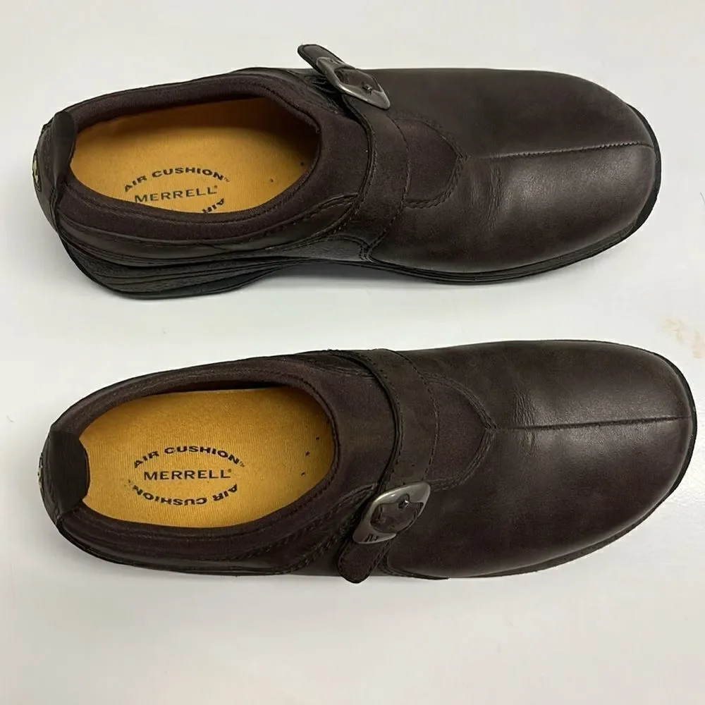 Merrell Brown Performance Slip-on Faux Buckle Footwear Shoes- Size 8